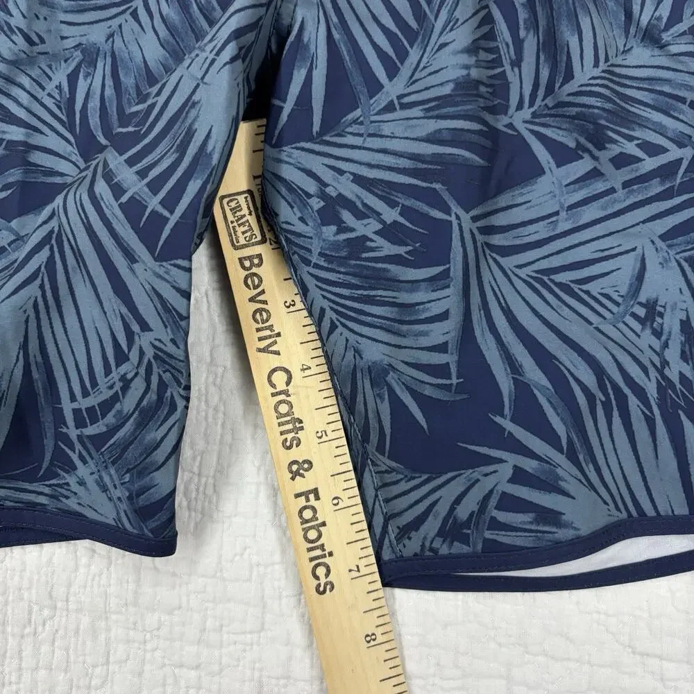 Fair Harbor Mens XL Navy Blue Palm Leaf BreezeKnit Board Shorts Swim Trunks